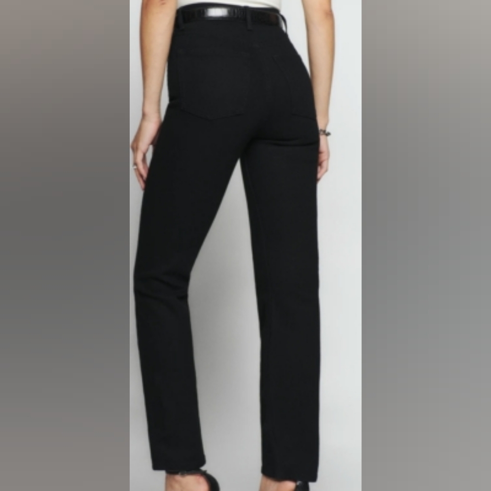 NWT Reformation Liza Ultra High Rise Straight  Black Jeans